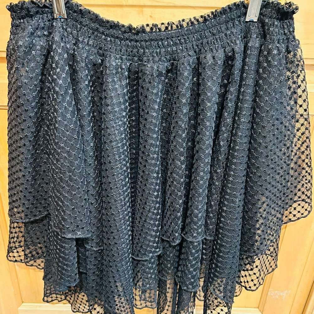 FREE PEOPLE WOMENS LACE MINI SKIRT BLACK SIZE L